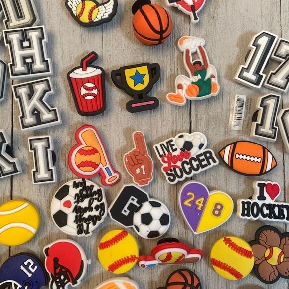 Lot of 64 Shoe Charms for Crocs - Varsity Letters Numbers Sports Coffee Summer - Picture 3 of 8